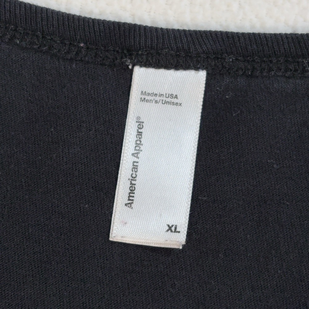 American Apparel Henley Shirt Men's XL Black 100% Combed Cotton *HOLE* - Picture 3 of 16